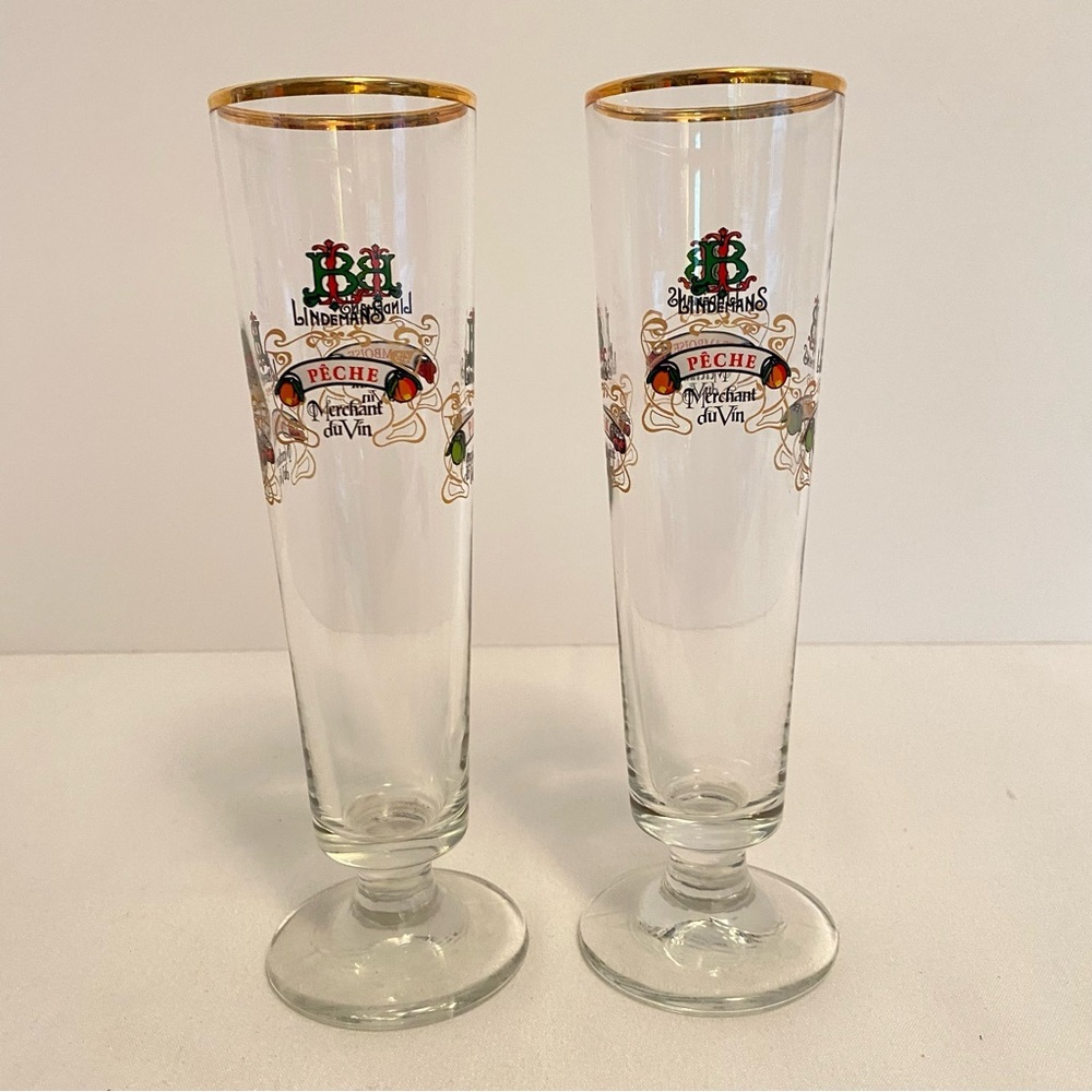 Lindmans Merchant Du Vin Peche Framboise Kriek Pomme Belgium Beer Flutes